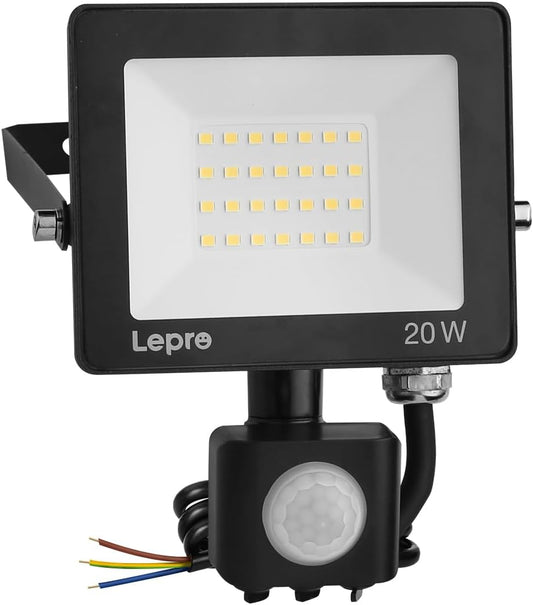 Lepro 20W Security Lights Outdoor Motion Sensor, 1700 Lumen PIR Light, IP65 Waterproof Motion Sensor Flood Light, Ultra Thin Garden Light Security Perfect for Forecourt, Backyard, Garages and More