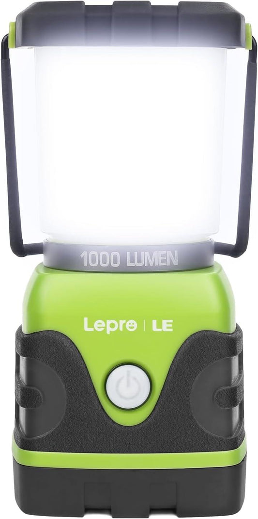 LE Camping Lantern, 1000 Lumen Camping Lights Battery Powered, Dimmable Warm White and Daylight Modes, Battery Lantern for Power Cuts, Emergency Lighting, Suit for Hiking, Fishing, Tents, etc.