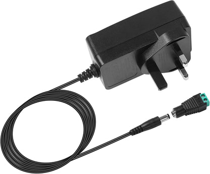 LE 12V 2A Power Supply for LED Strip Lights, AC 100-240V Mains to DC 12V Converter Adapter Driver Transformer, 24W UK Plug with 1.5M Cable, 5.5mm x 2.1mm Jack, GS TUV Approved
