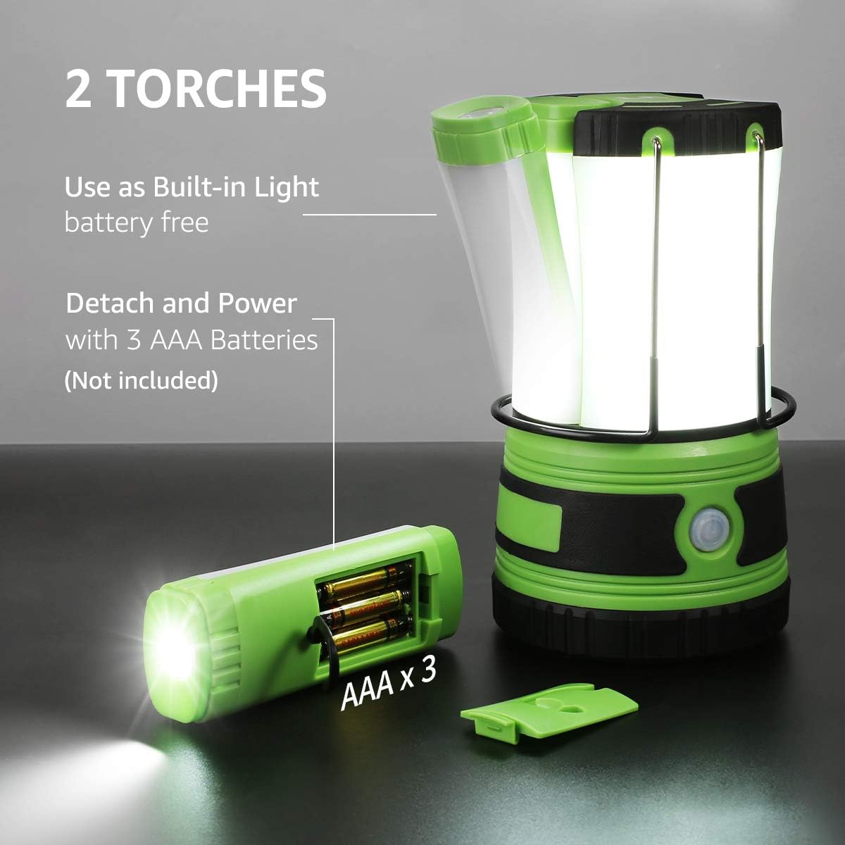 Lepro 3 in 1 Rechargeable Camping Lantern with 2 Torches, 1000lm Camping Lights Battery Powered, 4 Modes Torch Lantern Rechargeable for Power Cuts, Emergency Lighting, Camping Tent, Storm, etc.