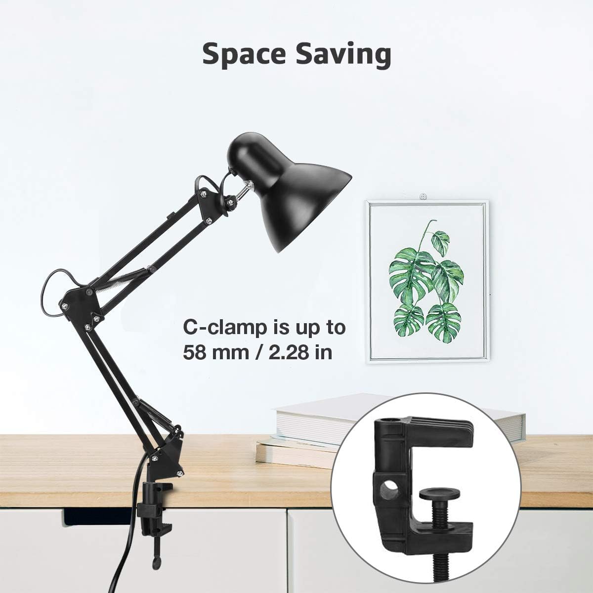 Lepro LED Desk Lamp, Clamp on Swing Arm Table Lamp, E27 Bulb Holder, Classical Swing Arm Architect Lamp, Flexible Desk Light for Office, Reading, Bedside, Crafts, Painting, Back to School and More…