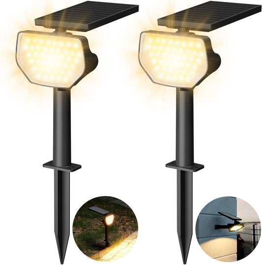 Lepro Solar Spot Lights Outdoor Garden, 43 LED Solar Garden Lights with IP65 Waterproof, 2 Lighting Modes, 135° Adjustable, Dusk-to-Dawn Warm White Solar Spotlights for Lawn Yard [2 Pack]