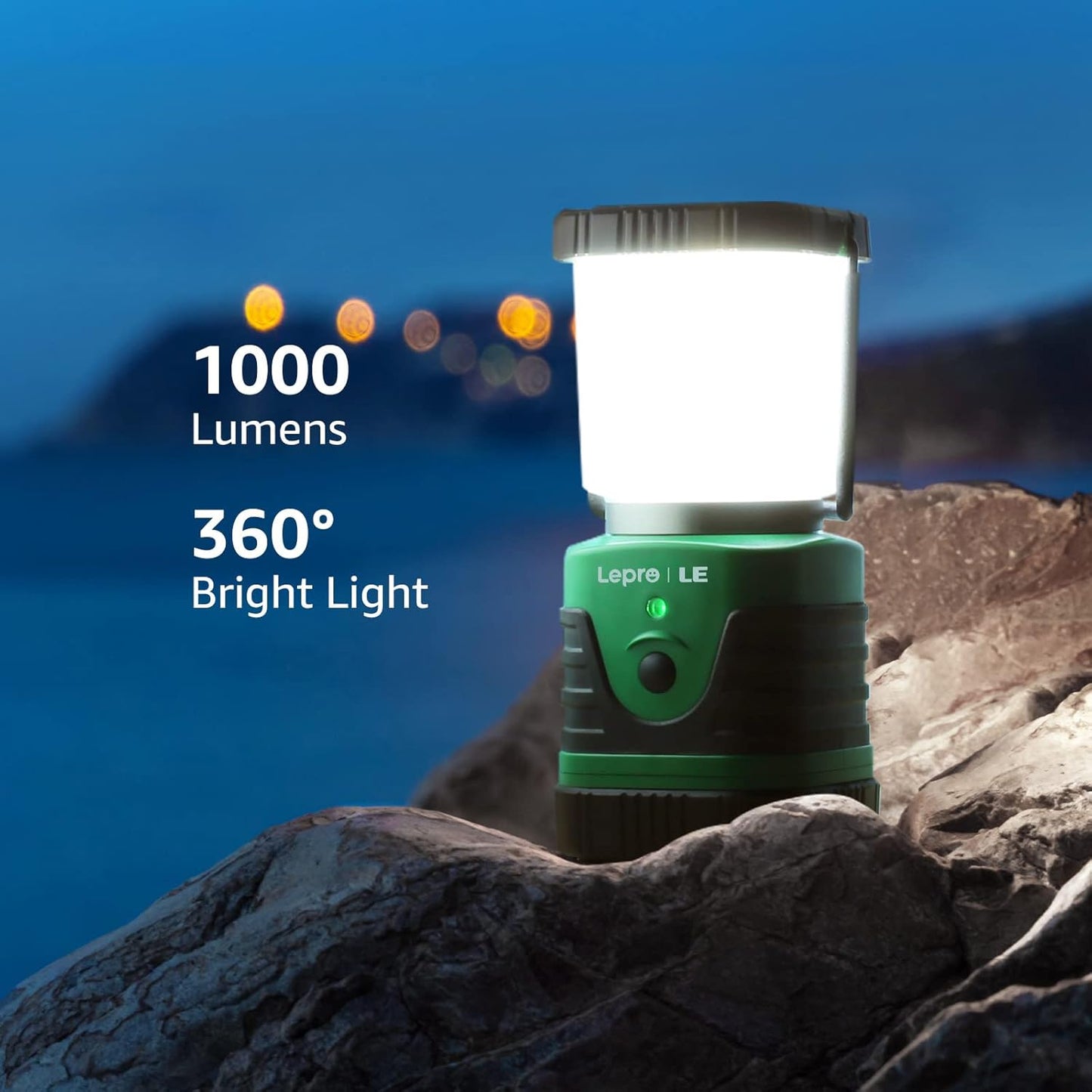 LE Camping Light Rechargeable, 1000 Lumen Camping Lantern, Dimmable 4 Modes Camping Tent Lights with 4400mAh Power Bank, Camping Accessories, Rechargeable Lantern for Outdoors, Power Cuts and More