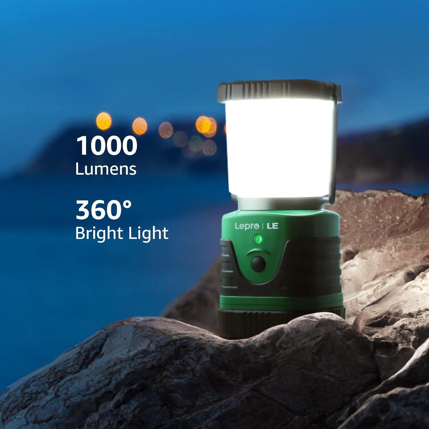 LE Camping Lights Rechargeable, 1000 Lumen Camping Lantern, Dimmable 4 Modes Camping Tent Light with 4400mAh Power Bank, Camping Accessories, Rechargeable Lantern for Outdoors, Power Cuts, Pack of 2