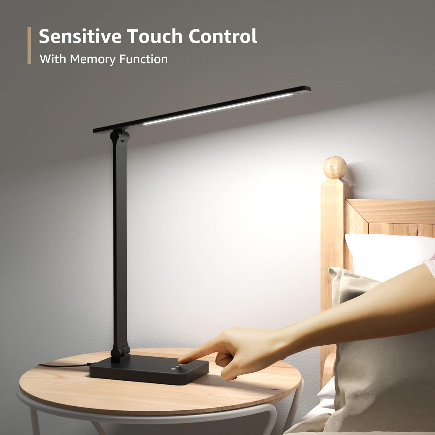 Lepro Desk Lamp, LED Desk Lamp with Power Adapter, 9.2W 750lm, Dimmable Desk Lamps Office, 5 Brightness Levels x 5 Colour Modes, Touch Control Daylight Lamp for Office, Study, Bedroom, Nails, Reading