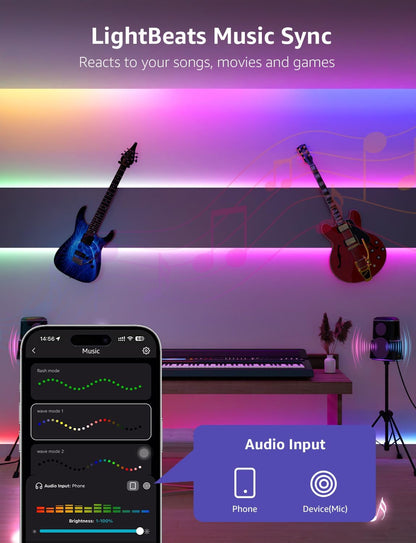 Lepro S1 AI Smart Rainbow LED Strip Light 15M one roll, App & Voice Control, Works with Alexa & Google Home, 30 LEDs/M, Music Sync, AI Lighting Design Assistant, MagicColor LED Lights for Bedroom