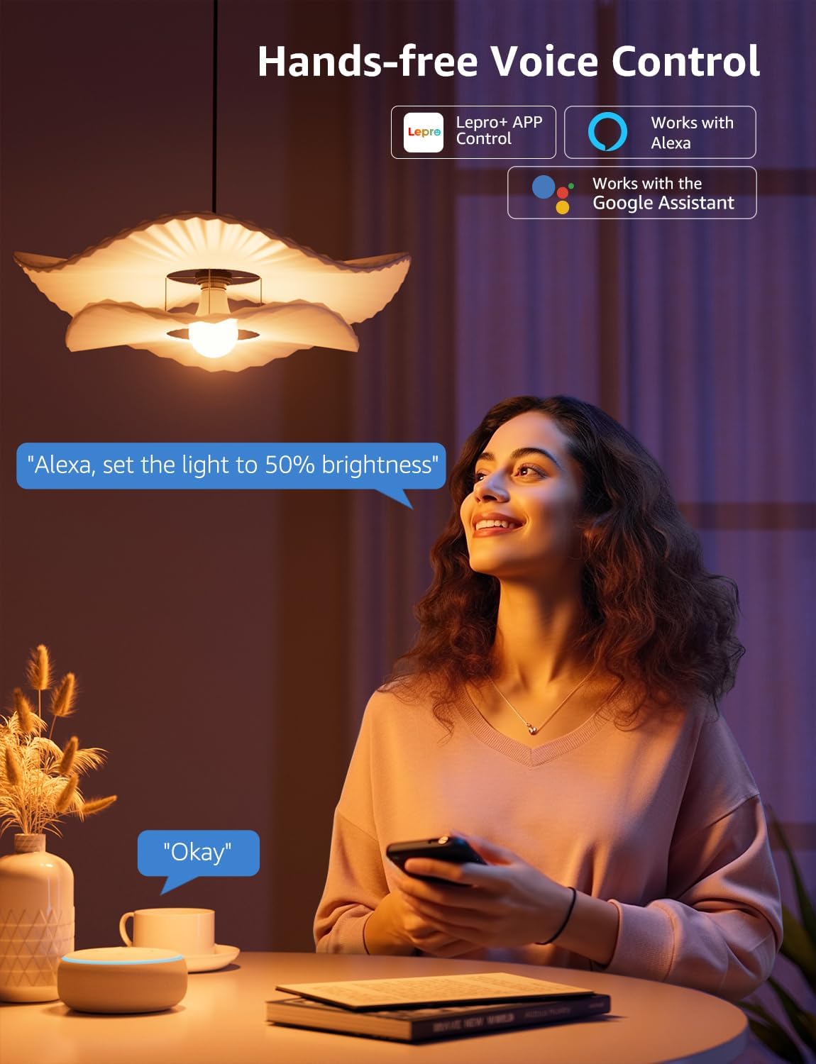Lepro B1 AI Smart Bulb E27, Music Sync Bluetooth & WiFi Bulb, Voice Control Smart Screw Bulb, AI Lighting Design Assistant, Colour Changing Light Bulbs, RGBCCT, Work with Alexa & Google Assistant