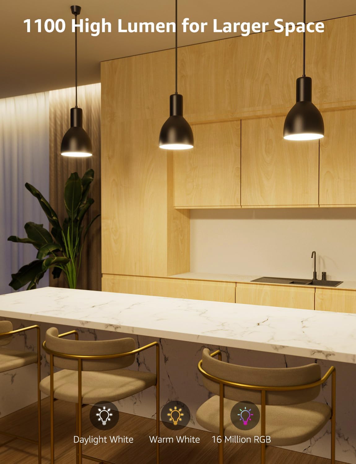 Lepro B2 AI Smart Bulb Bayonet, 1100LM Music Sync B22 WiFI Bulbs, Voice Control, AI Lighting Design Assistant, RGBCCT, Bluetooth Colour Changing Light Bulb, Work with Alexa & Google Assistant, 4 Packs