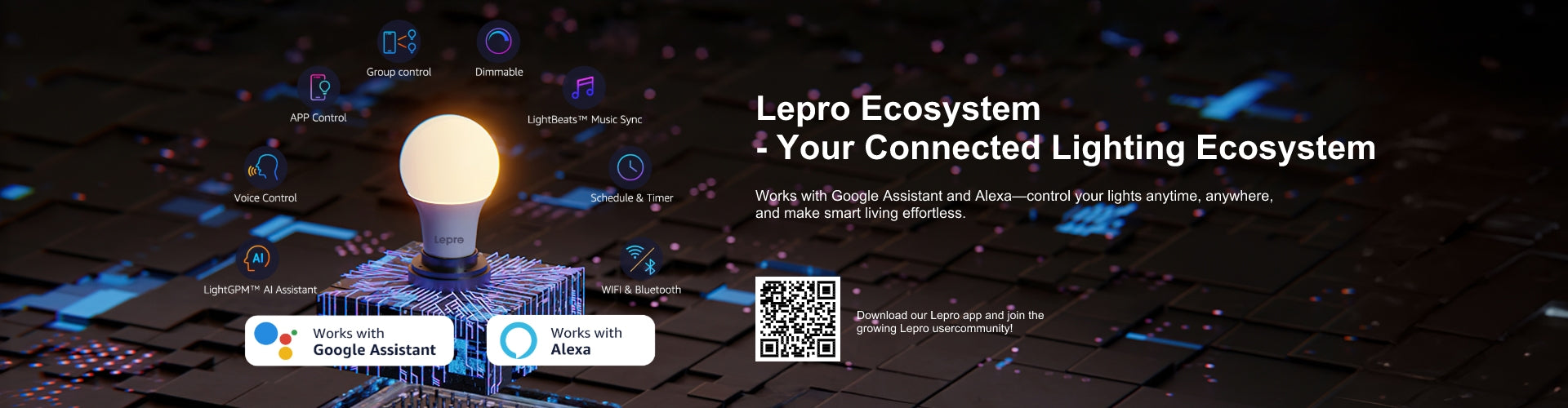 lepro lighting works with Alexa and google assistant