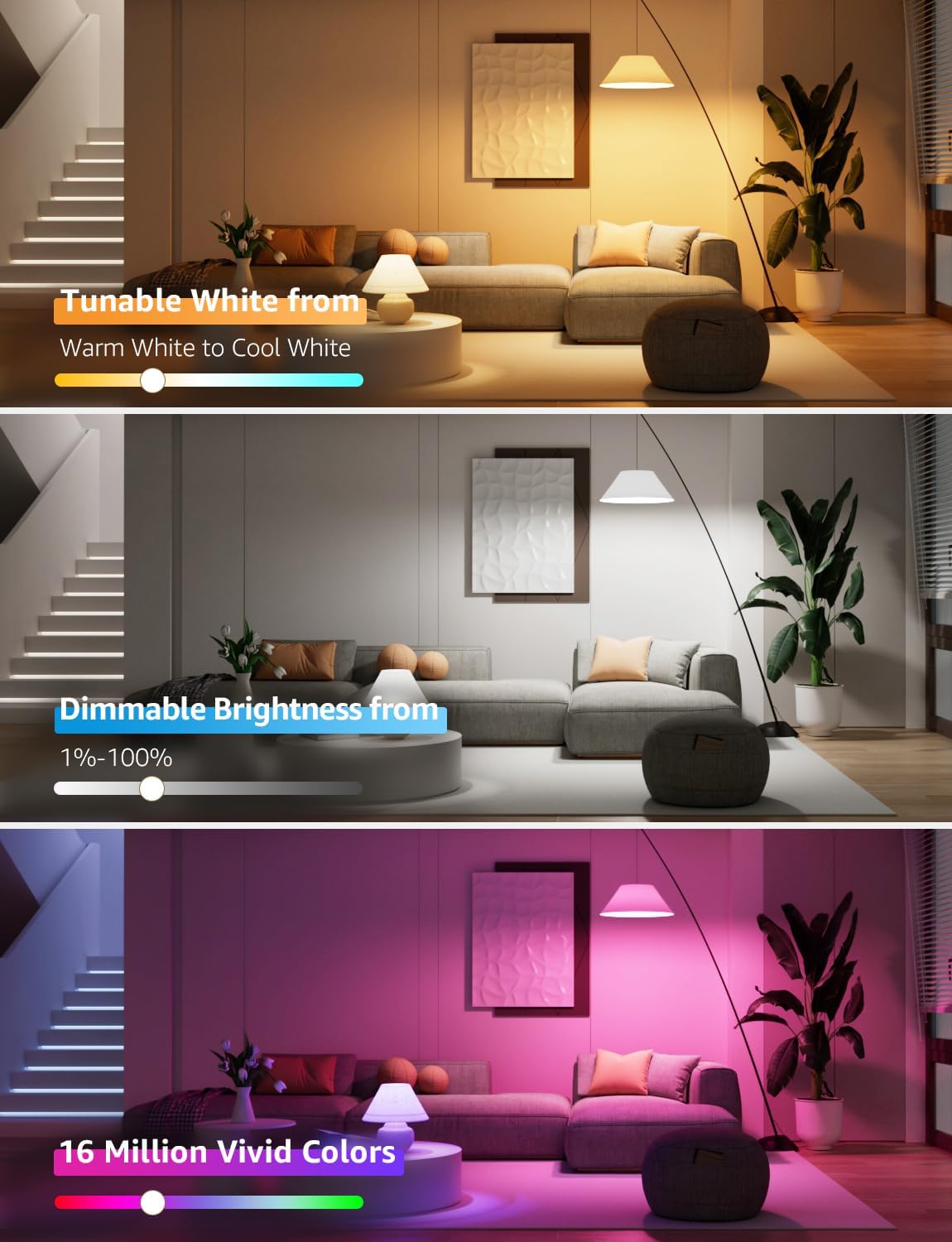 Lepro B1 AI Smart Bulb E27, Music Sync Smart Screw Bulb, Voice Control Bluetooth & WiFi Bulb, AI Lighting Design Assistant, Colour Changing Light Bulbs, Work with Alexa & Google Assistant, 4 Packs