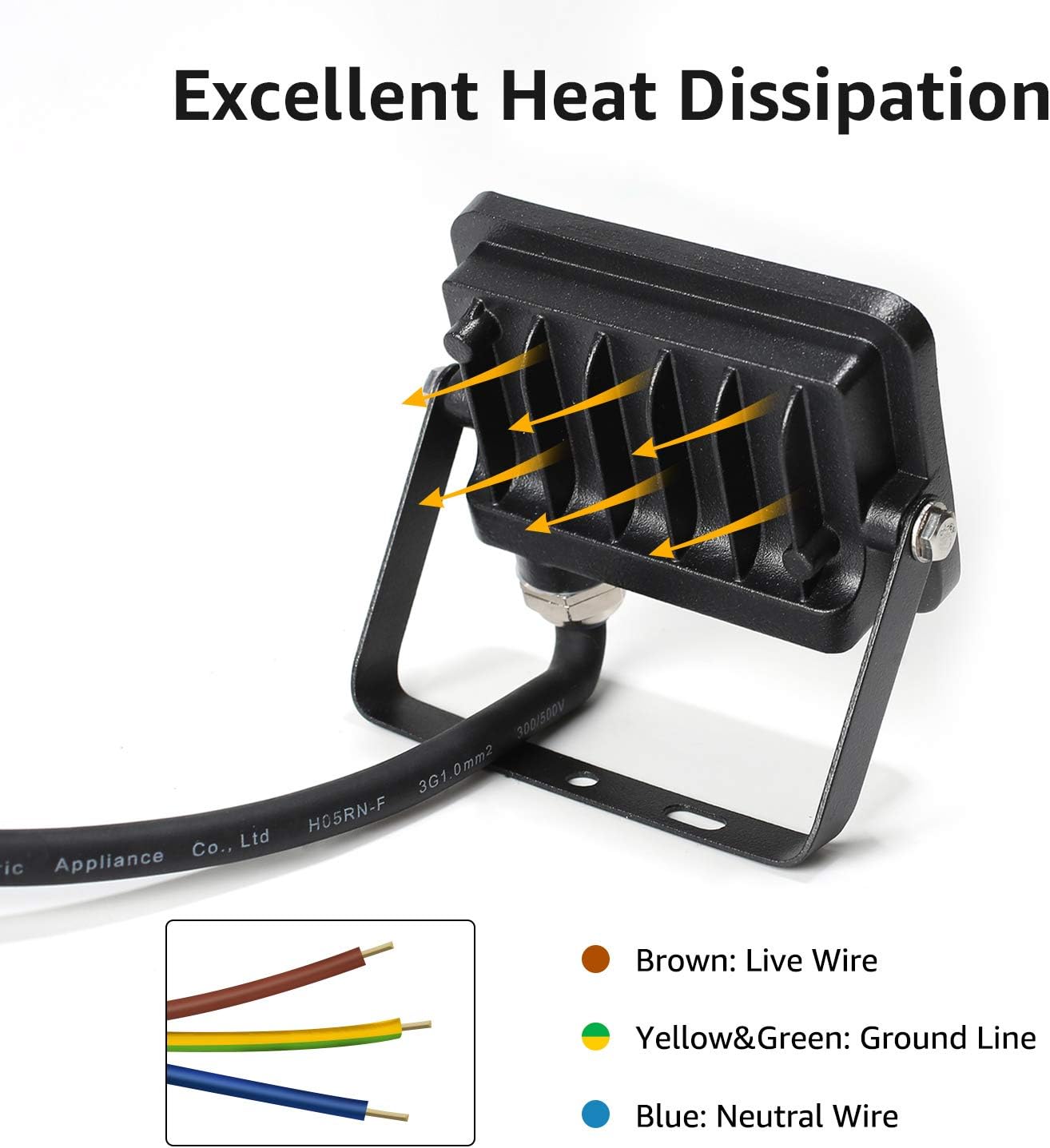 Lepro 10W LED Floodlight Outdoor, 850LM LED Security Lights, 70W Incandescent Lamp Equivalent, Waterproof IP65, Daylight White Outdoor Lights for Garden, Pack of 2 [Without Sensor]