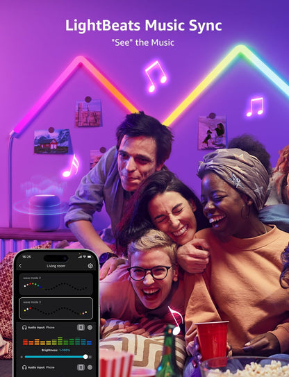 Lepro WL1 AI Smart Wall Light, Music Sync LED Light Bar, Voice Control, Segmented DIY, AI Lighting Design Assistant, for Home Decor, Gaming Setup, Work with Alexa,Google Assistant,8 Pcs with 4 Corners