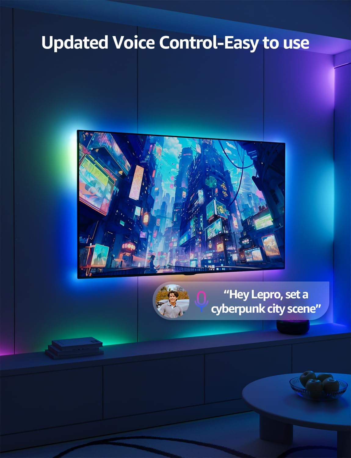 Lepro S1 AI Smart Rainbow LED Strip Light 15M one roll, App & Voice Control, Works with Alexa & Google Home, 30 LEDs/M, Music Sync, AI Lighting Design Assistant, MagicColor LED Lights for Bedroom