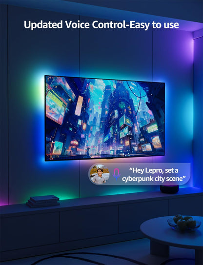 Lepro S1 AI Smart Rainbow LED Strip Light 15M one roll, App & Voice Control, Works with Alexa & Google Home, 30 LEDs/M, Music Sync, AI Lighting Design Assistant, MagicColor LED Lights for Bedroom