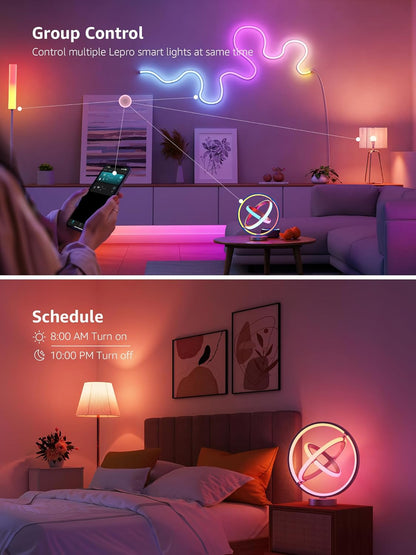 Lepro TB1 AI Table Lamp, Smart LED Lamp with Music Sync, AI Lighting Design Assistant, Colour Changing Smart Table Lamp, Voice Cotrol, Works with Alexa & Google Assistant, Bluetooth & 2.4GHz WiFi