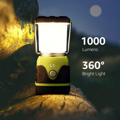 LE Camping Lantern, 1000 Lumen Camping Lights Battery Powered, Dimmable Warm to Cool White Modes, Tent Lights with Long Battery Life, Camping Accessories for Outdoors and Emergency, Pack of 2