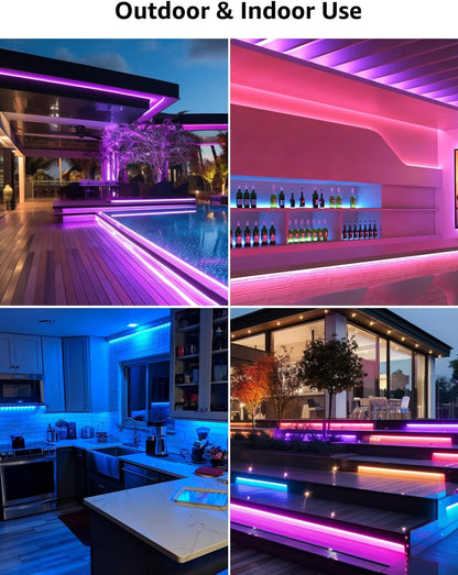 Lepro Outdoor LED Strip Light Waterproof IP65, 10M 300 LEDs WiFi Smart LED Strip, Works with Alexa and Google Assistant, Smart Life App & Voice Control, RGB LED Lights for Kitchen Garden (5Mx2)