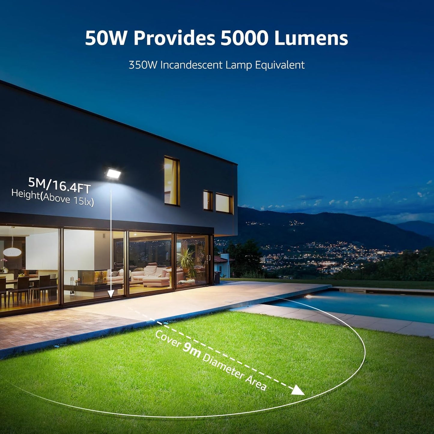 Lepro 50W Led Floodlight Outdoor, 4250LM LED Security Lights, 350W Incandescent Lamp Equivalent, Waterproof IP65, Daylight White Outdoor Lights for Warehouse, Backyard, Pack of 2 [Without Sensor]