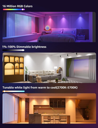 Lepro BG1 AI Smart Bulb GU10, Music Sync, Voice Control WiFi Bulbs, 400LM RGBCCT Dimmable Colour Changing LED Bulbs, Works with Alexa & Google Assistant, AI Lighting Design Assistant, 2 Packs