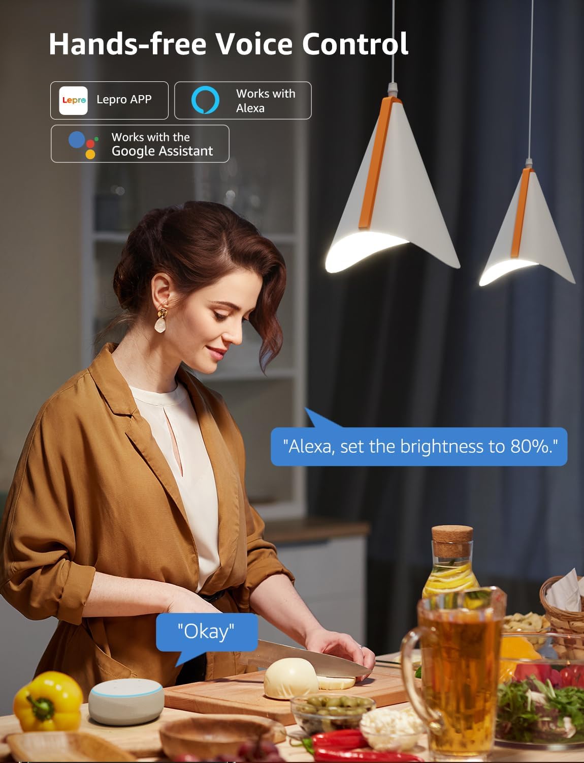 Lepro BP1 AI Smart Bulb E14, Voice Control Bluetooth & WiFi Bulb, Music Sync Small Screw Bulb, Colour Changing Light Bulb, LLM AI Lighting Design Assistant, Work with Alexa & Google Assistant, 4 Packs