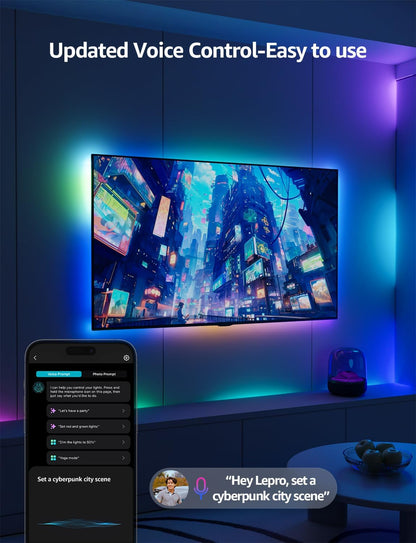 Lepro S1 AI Smart Rainbow LED Strip Light 5M, 30 LEDs/M, Music Sync, Works with Alexa & Google Home, WiFi Bluetooth App Voice Control, AI Lighting Design Assistant, MagicColor LED Lights for Bedroom