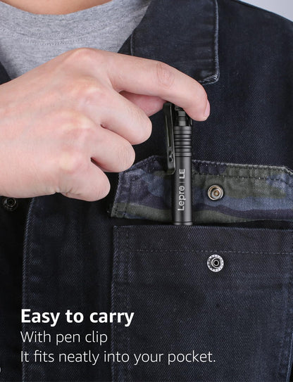 LE Pocket Pen Torch Light Flashlight C120, Small, Mini, Stylus Pen Light with Clip, AAA Battery Powered [Not Included], Perfect Torch for Inspection, Work, Repair and More, Pack of 2