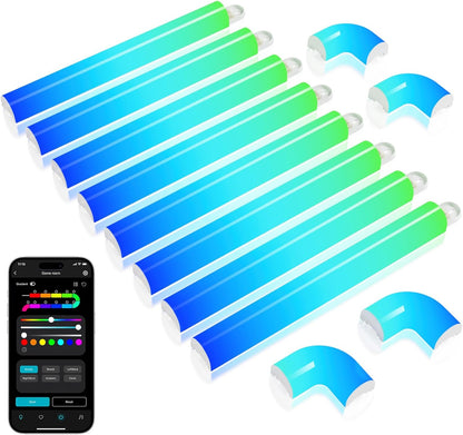 Lepro WL1 AI Smart Wall Light, Music Sync LED Light Bar, Voice Control, Segmented DIY, AI Lighting Design Assistant, for Home Decor, Gaming Setup, Work with Alexa,Google Assistant,8 Pcs with 4 Corners