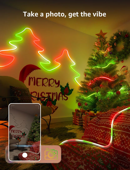 Lepro N1 AI Smart Rainbow Neon Light Strip 10M, 96 LEDs/M, Works with Alexa and Google Home, Music Sync, AI Lighting Design Assistant, IP65 LED Rope Light, MagicColor LED Lights, App & Voice Control