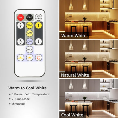 Lepro 10M LED Strip Lights with Remote and Plug, Warm White to Cool Daylight, Whiteness and Brightness Adjustable, Stick-on LED Tape for Mirror, Bed, Stair, Cabinet and More