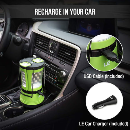 LE 3 in 1 Camping Lantern with 2 Detachable Torches, 600 Lumen, Camping Light Rechargeable or Battery Powered, Outdoor Camping Accessories for Tent, Caravan, Emergency, Fishing, Power Cuts and More