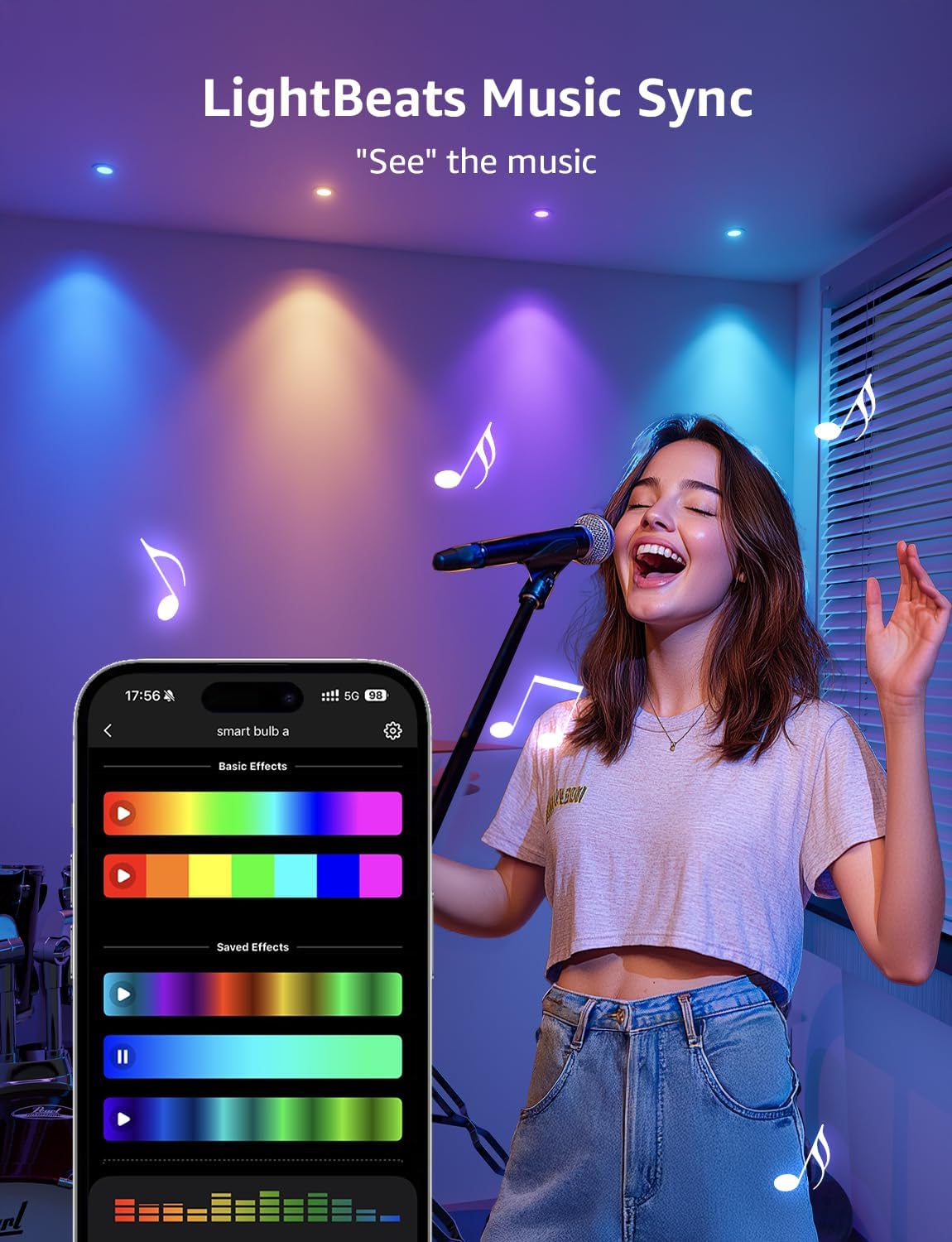 Lepro BG1 AI Smart Bulb GU10, Music Sync, Voice Control WiFi Bulbs, 400LM RGBCCT Dimmable Colour Changing LED Bulbs, Works with Alexa & Google Assistant, AI Lighting Design Assistant, 2 Packs