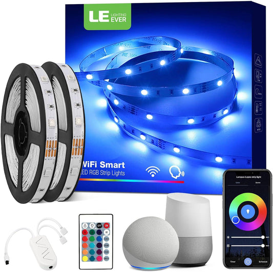 Lepro Alexa Smart LED Strip Light 10M (5Mx2), WiFi RGB LED Lights for Bedroom, Smart Life App Control, Works with Alexa & Google Assistant, Colour Changing Strip Lights for Kitchen Party Christmas