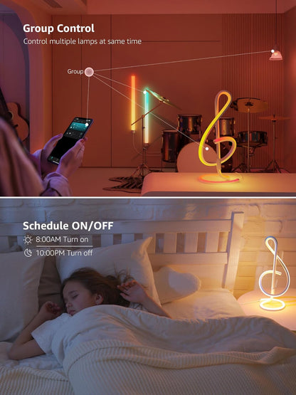 Lepro TB2 AI Table Lamp, Smart LED Lamp with Music Sync, AI Lighting Design Assistant, Colour Changing Smart Table Lamp, Voice Cotrol, Works with Alexa & Google Assistant, Bluetooth & 2.4GHz WiFi