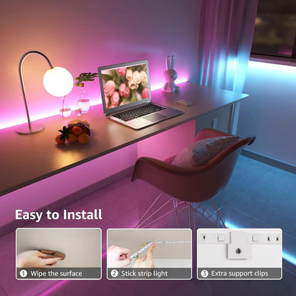 Lepro 20M LED Strip Lights with Remote, Dimmable, RGB Colour Changing, Stick-on Long LED Lights for Bedroom, Kitchen, Room Decoration (2 x 10M, Plug and Play, Bright 5050 LEDs)