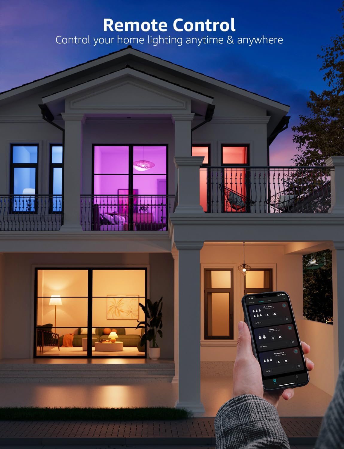 Lepro B1 AI Smart Bulb Bayonet, Music Sync B22 WiFi Bulbs, Voice Control, AI Lighting Design Assistant, Dimmable, Bluetooth Colour Changing Light Bulb, Work with Alexa & Google Assistant, 2 Packs (2)