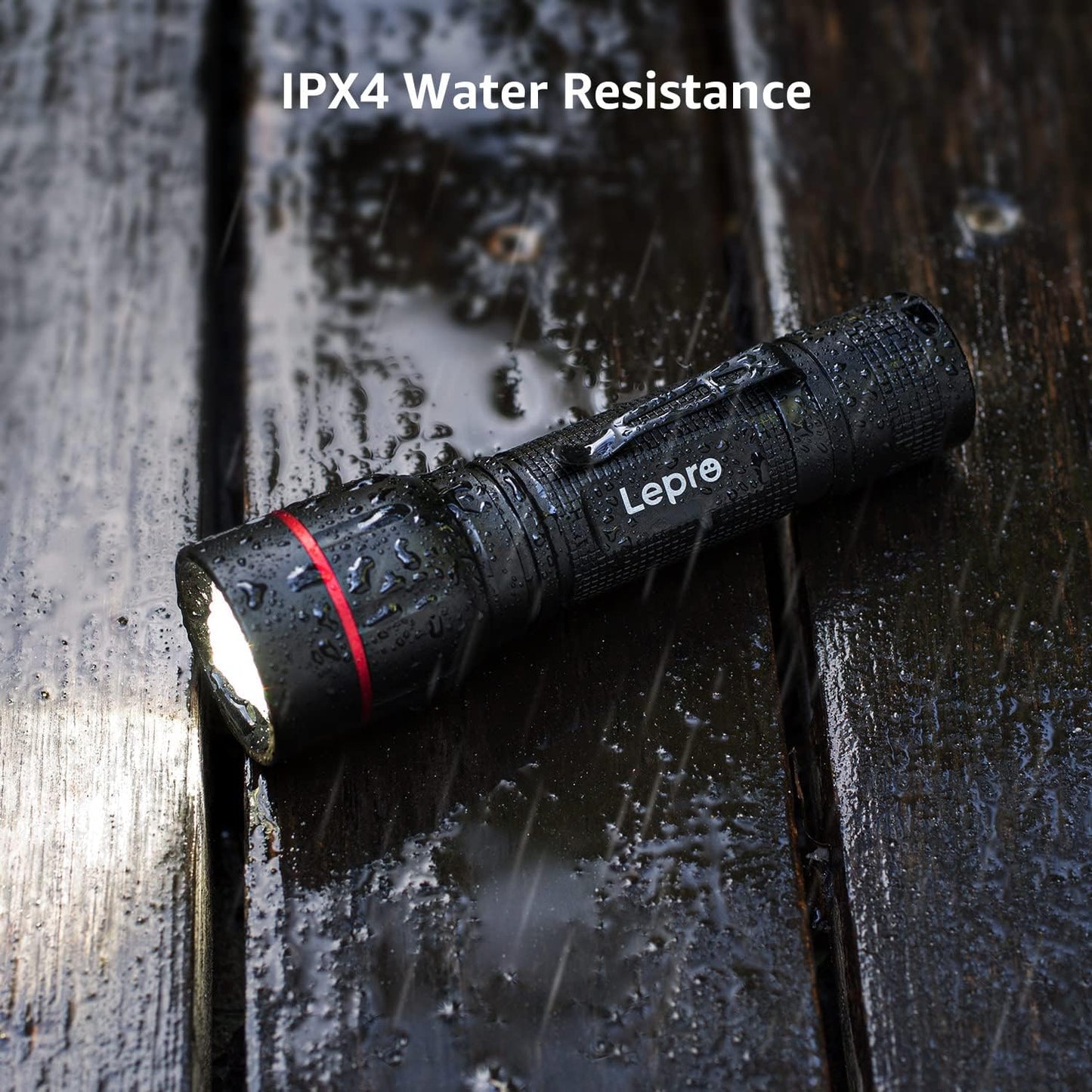 Lepro LED Torch with Clip, LE2050 Super Bright Flashlight, 5 Modes, Zoomable, Waterproof, Handheld, Lightweight, Powered AAA Battery, for Camping, Outdoor Indoor Emergency Use, Dog Walking, 2 Pack