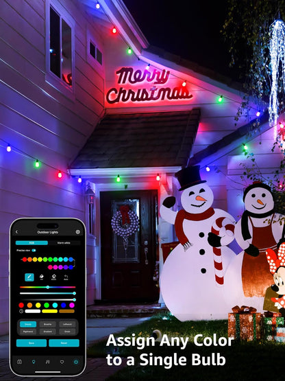 Lepro ZB1 AI Outdoor String Lights 30m, Smart Outdoor Lights Waterproof IP65, Dimmable Warm White Garden String Lights, AI Lighting Design Assistant, Works with Alexa, Bluetooth & 2.4G WiFi, No Remote