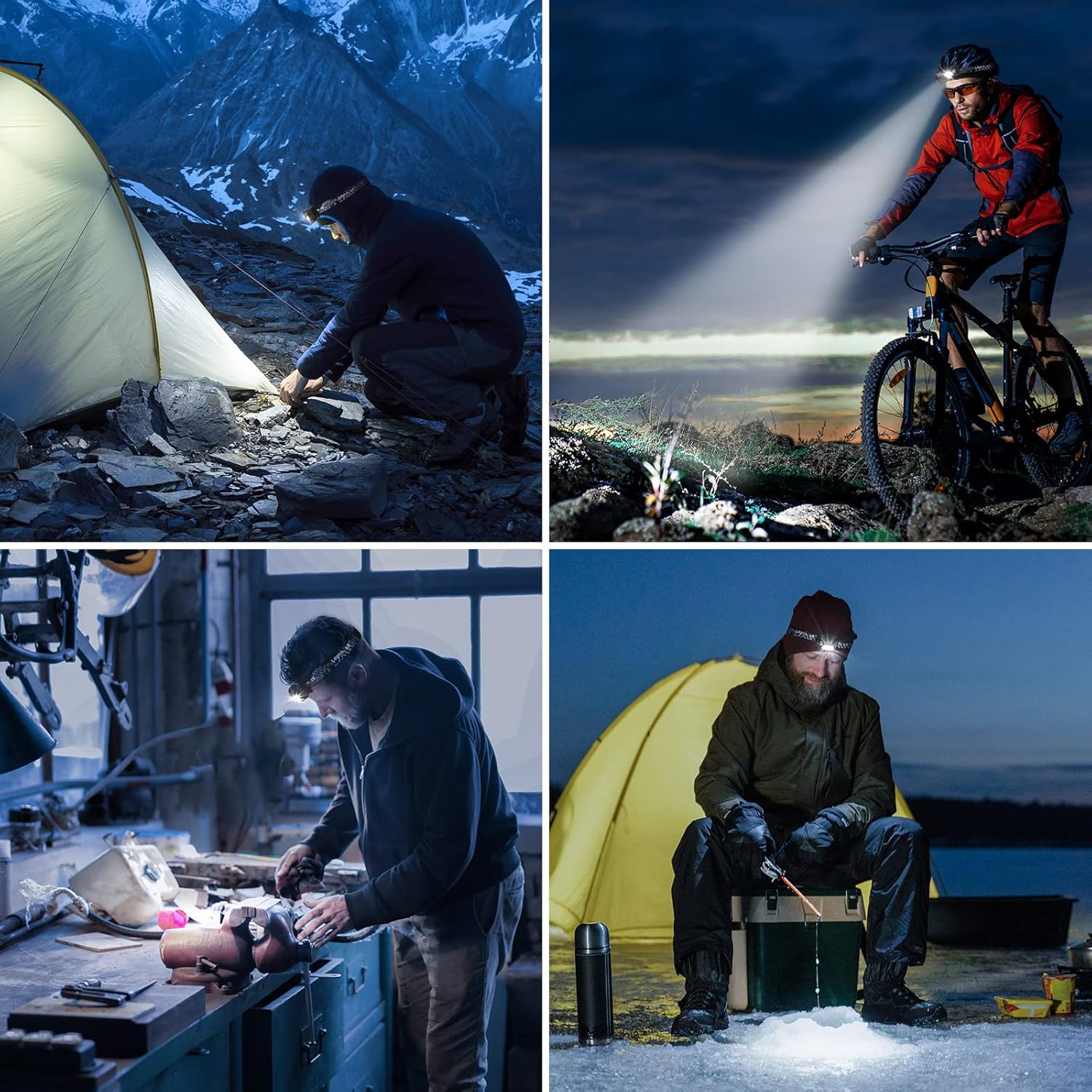 Lepro Head Torch Rechargeable, [2 Pack] 2000L Waterproof LED Headlamp with Red Warning Lights, 6 Lighting Modes, Long Runtime, Lightweight Headlight for Kids & Adults for Running Fishing Camping