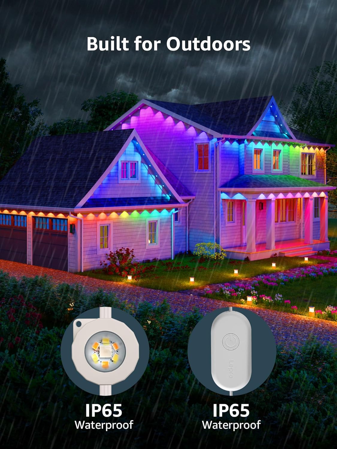 Lepro E1 AI Permanent Outdoor Lights 15m, Smart Outdoor Lights Waterproof, Tunable White, AI Lighting Design Assistant, Colour Changing Eaves Lights, Works with Alexa, 2.4G WiFi & Bluetooth, No Remote