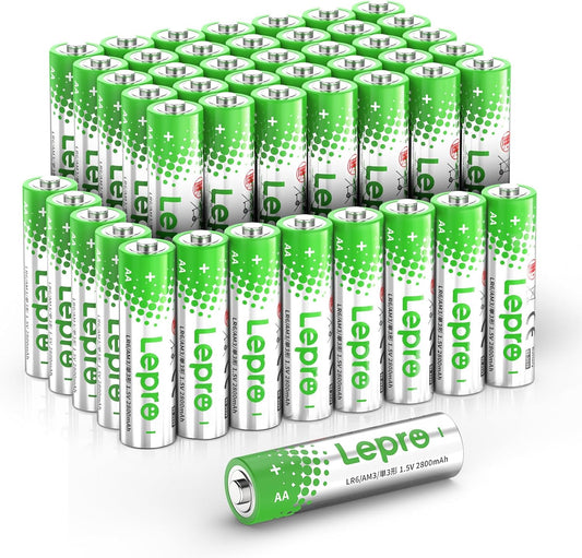 Lepro AA Batteries 48 Pack, 1.5 Volt Alkaline Double AA Battery with High Capacity, Anti-Leakage, Long Lasting Power, 2800mAh LR06 MN1500 Batteries AA for Clocks Remotes Mouse Torch