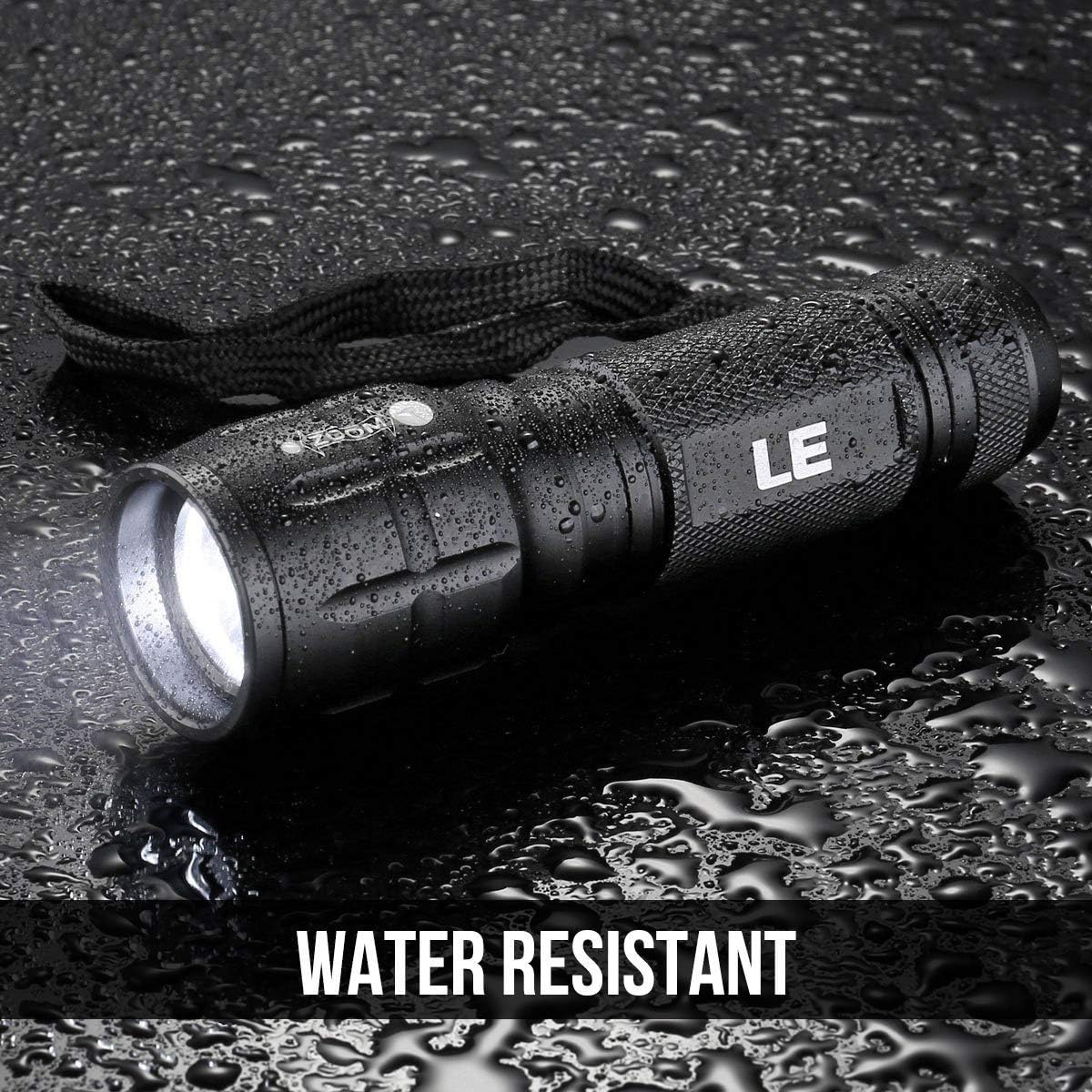 LE LED Torch, LE1000 Powerful Handheld Flashlight, Super Bright, Pocket Size, Lightweight, Suit for Camping, Cycling, Running, Dog Walking and More Outdoor Use, 6 AAA Batteries Included, Pack of 2