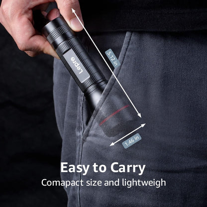 Lepro 2 Pack LED Torch Super Bright, LE2000 Powerful Flashlight, Powered by AAA Battery, Water Resistant, 5 Modes, Zoomable, Pocket Size, Lightweight, for Camping, Run, Dog Walking, Fathers Day Gift