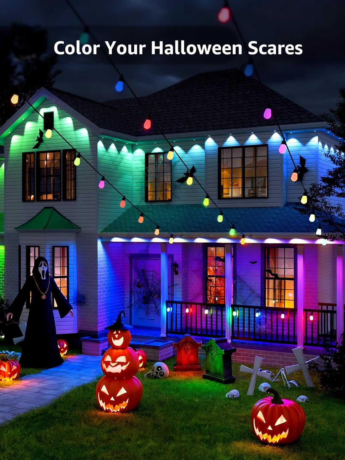 Lepro E1 AI Permanent Outdoor Lights 30m, Smart Outdoor Lights Waterproof, Tunable White, AI Lighting Design Assistant, Colour Changing Eaves Lights, Works with Alexa, 2.4G WiFi & Bluetooth, No Remote